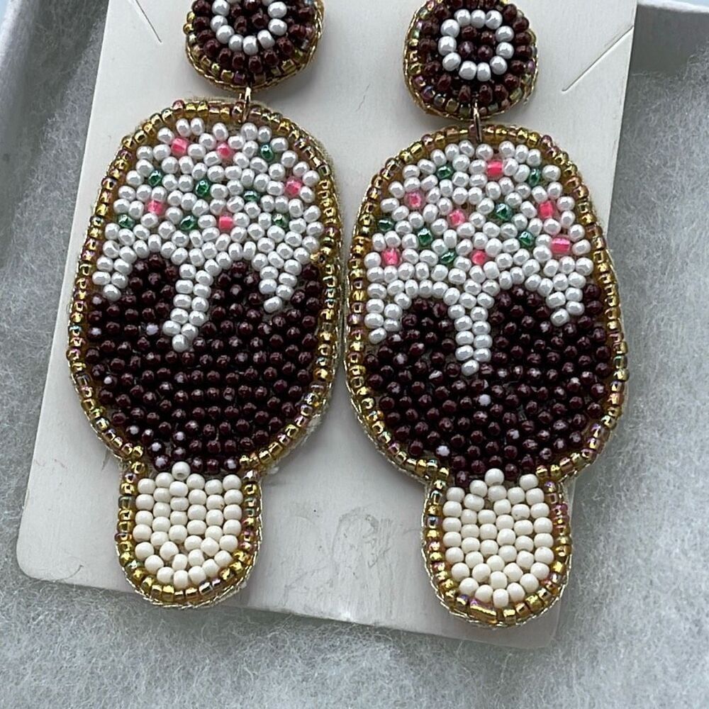 Beaded ice cream bar pierced earrings.